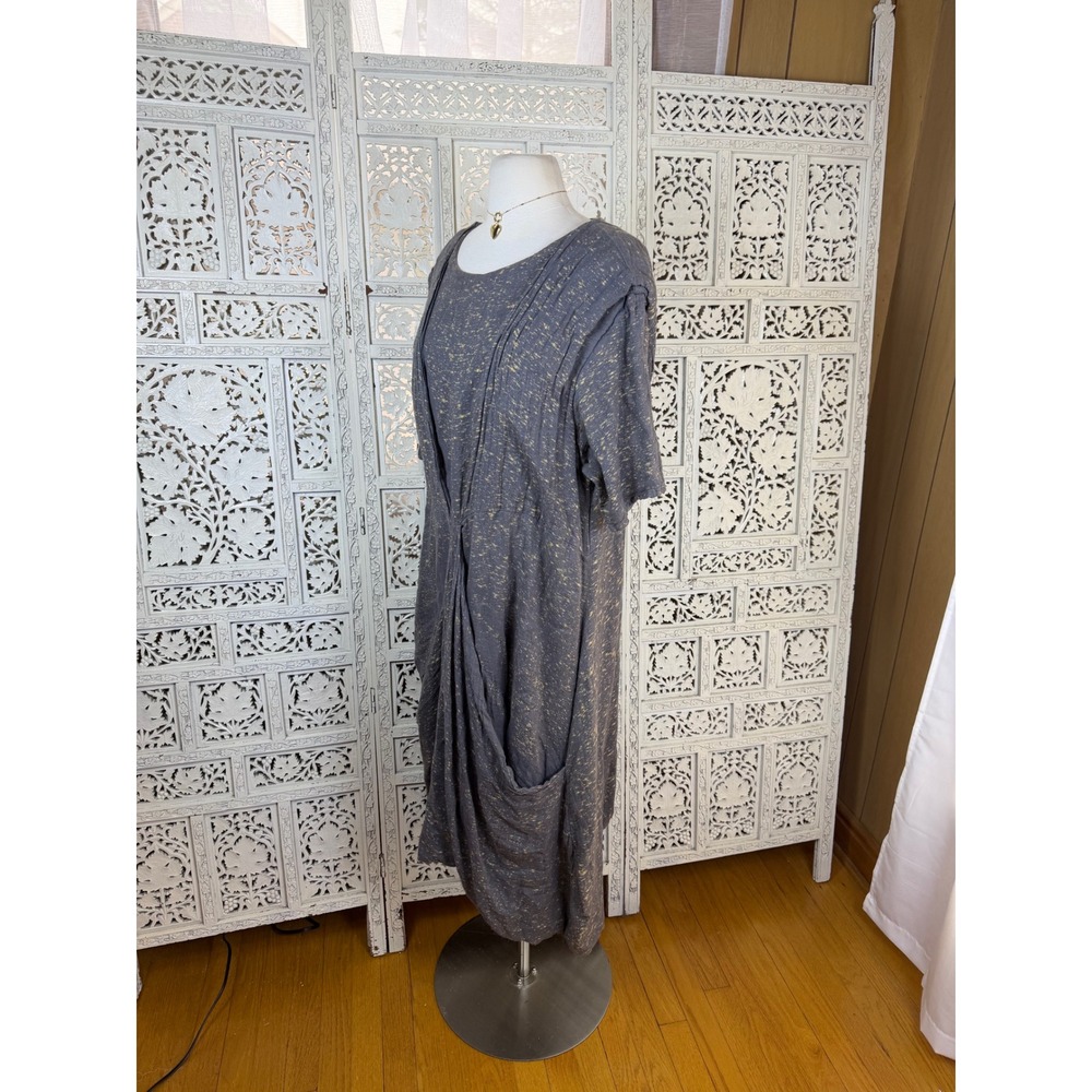 Cynthia Ashby Gray Linen Blend Dress Sz Medium Lagenlook Oversized Slouchy Boho - Picture 5 of 8